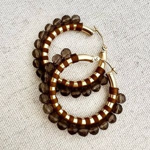 Simon Alcantara jewelry designer Gold 14 k with smokey quarts /tiger’s eye